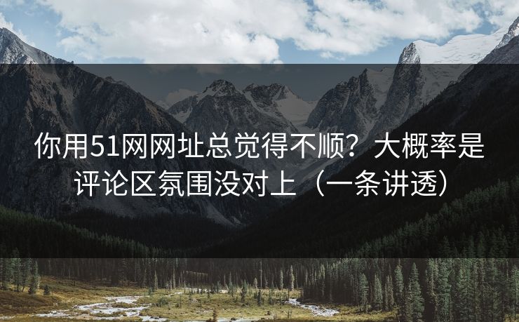 你用51网网址总觉得不顺?大概率是评论区氛围没对上(一条讲透) 你用51网网址总觉得不顺?大概率是评论区氛围没对上(一条讲透)