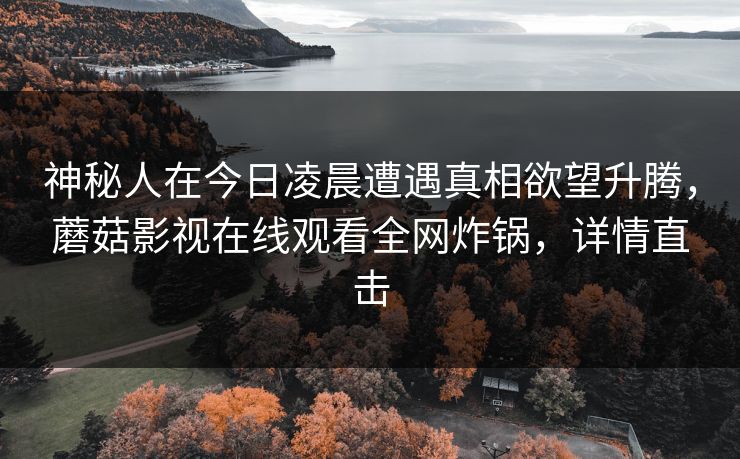神秘人在今日凌晨遭遇真相欲望升腾，蘑菇影视在线观看全网炸锅，详情直击